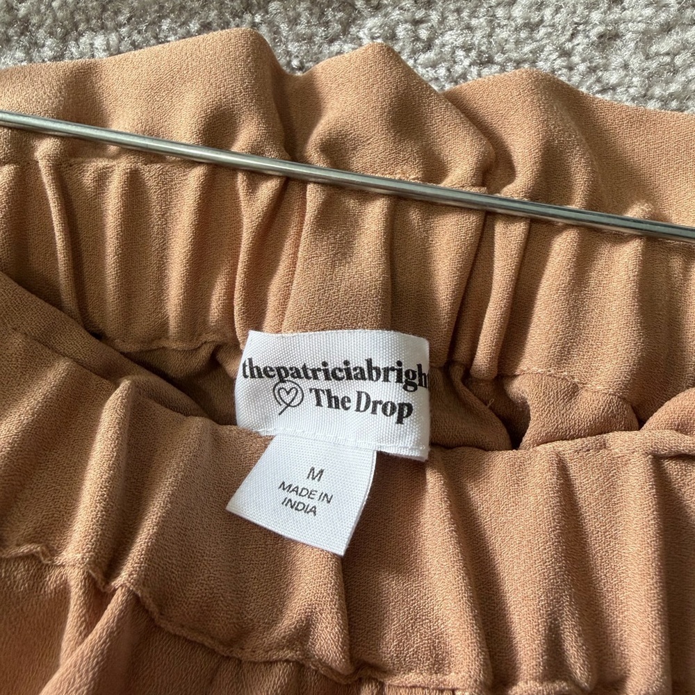The Drop x Patricia Bright High Rise Paperbag Waist Wide Leg Pants M | Camel - Picture 5 of 8